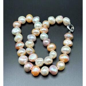 Genuine Freshwater Pearl Necklace Multi-Coloured- Elegant 18"